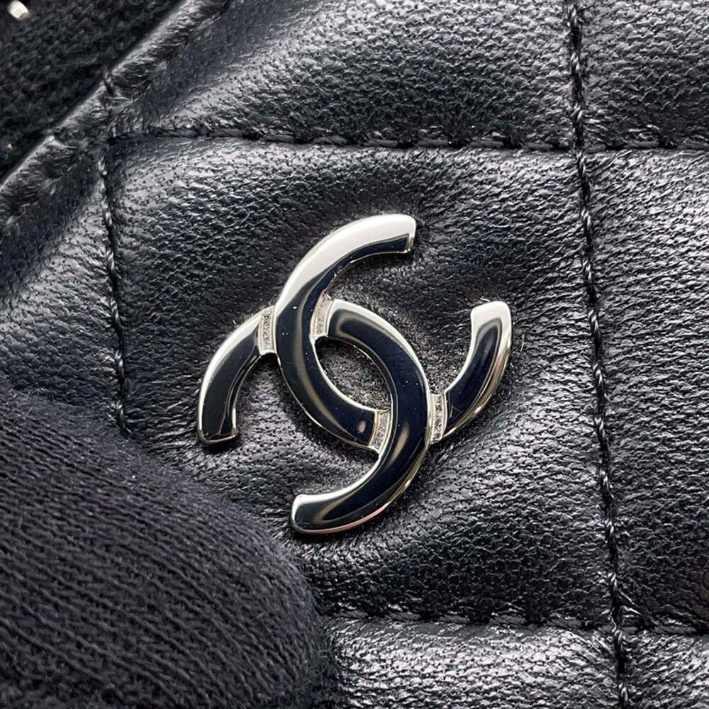 CHANEL Black Lambskin Leather Logo Wallet - Picture 8 of 16